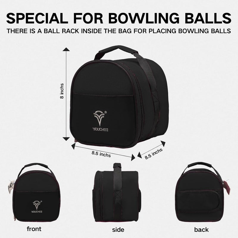 Yoochee Compact Single Bowling Ball Tote Bag for Spare Ball, Lightweight One-Ball Bowling Bag with Built-In Ball Holder, Easy Carry Handle, Durable for Practice & League Play - Image 2